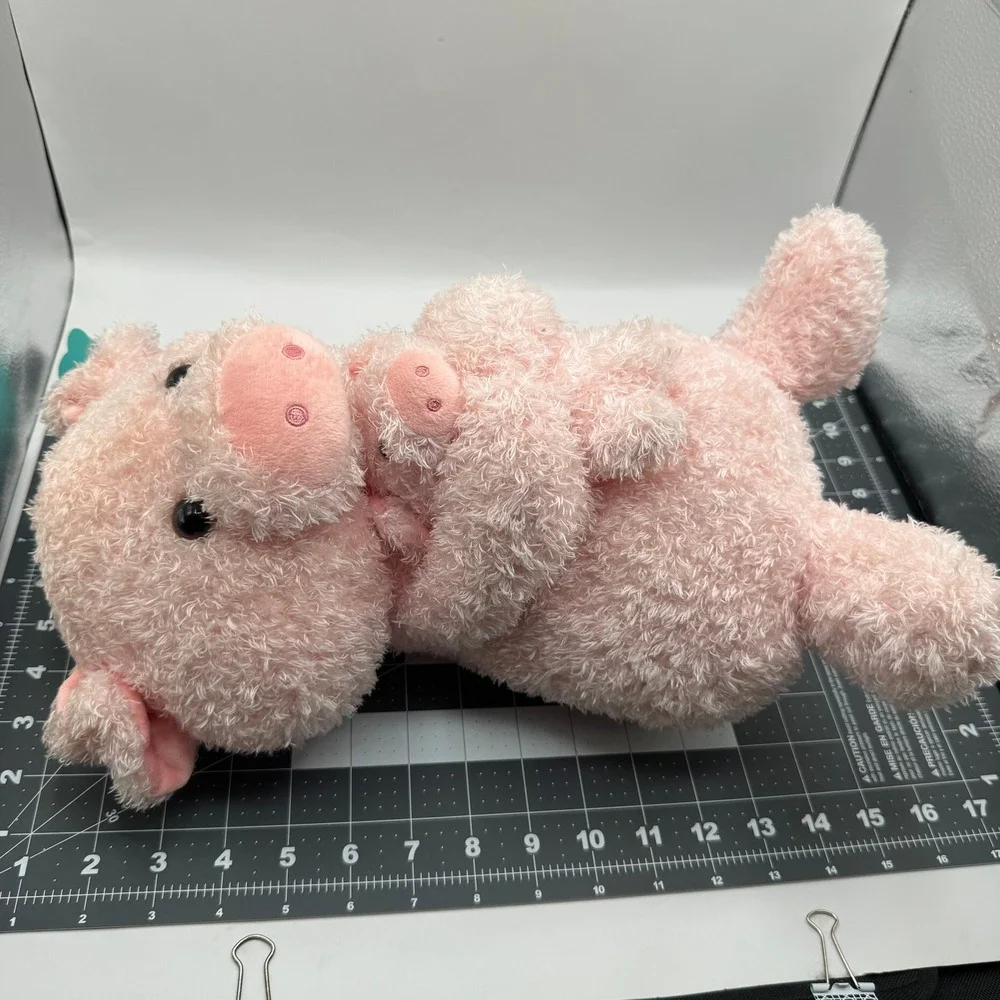 Walgreens Play Right Hug Me Plush Pink Curly Pig Holding Piglet Stuffed Animal